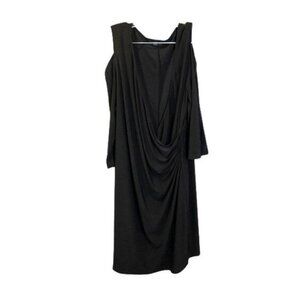 JBS Women Surplice Neckline Cold‎ Shoulder Pearl Accent Ruched Dress